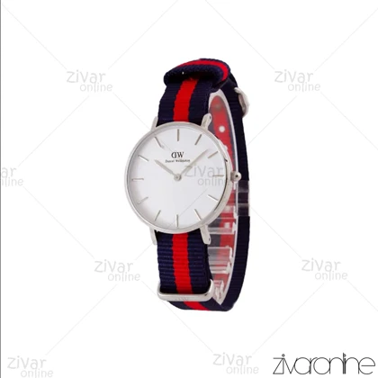 ساعت دنیل ولینگتون زنانه قاب سیلور صفحه سفید بند قرمز سرمه ای 104982