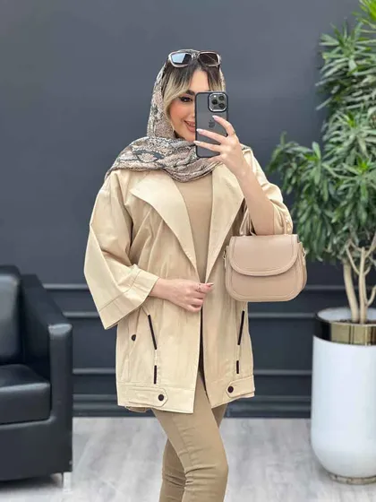 مانتو لینن بند نما جیب دکمه