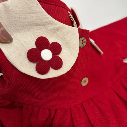 پیراهن قرمز دخترانه یلدایی افرا یقه ب ب