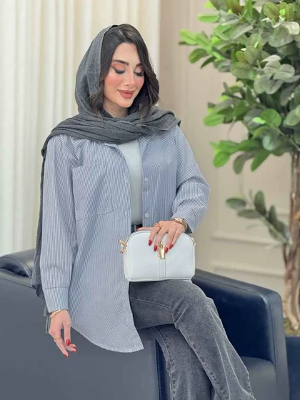مانتو راه راه تک جیب پانیا