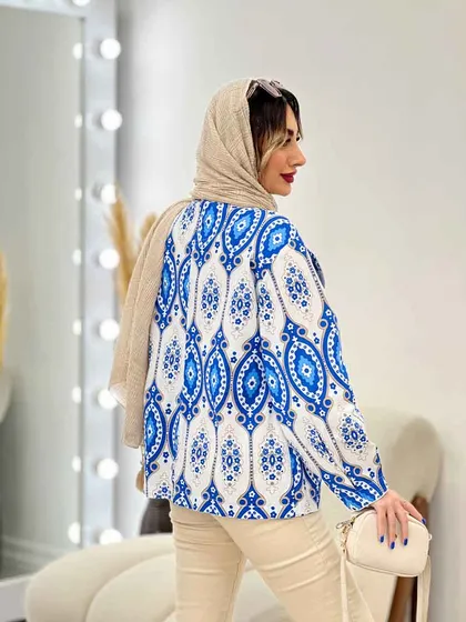 مانتو طرح دار مغزی دوزی