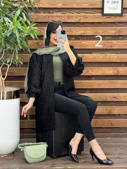 مانتو طرح دار آستین پفی