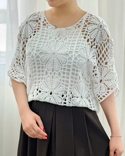 شومیز پانچ قلاب بافی کد 5606