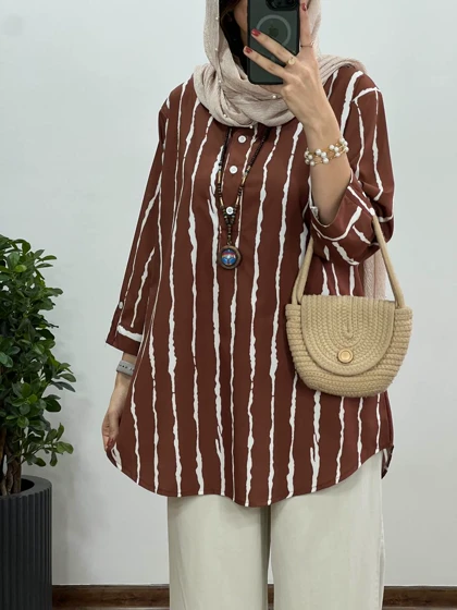 تونیک مانتویی جلوبسته پری کد 3031