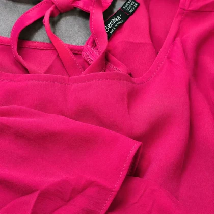بلوز زنانه مجلسی صورتی مدل وینتیج اروپایی Bershka مراکش سایز 36 تا 40 کد 3274