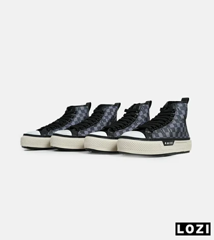 کفش اسنیکرزساق‌دار مشکی خاکستری Amiri Checkered مدل 5982