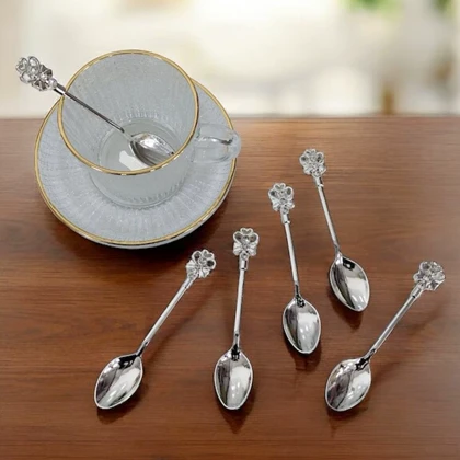 قاشق چای خوری سیلور طرح تاج نگین‌دار