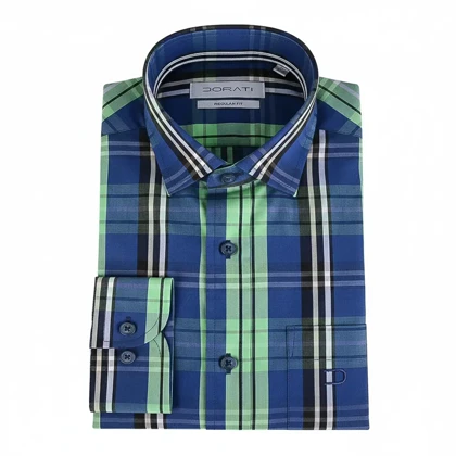 پیراهن مردانه رسمی چهارخونه آبی C60