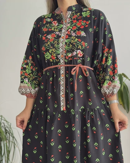 پیراهن ساحلی نخی ساغر