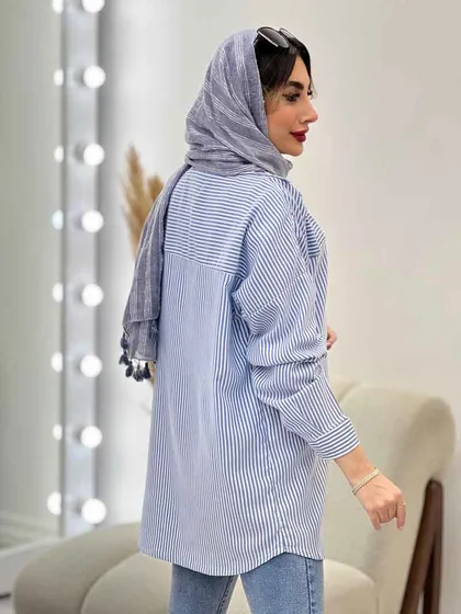 شومیز راه راه برش‌دار
