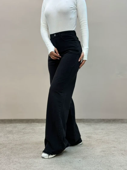 شلوار جین فولبگ مشکی 3584