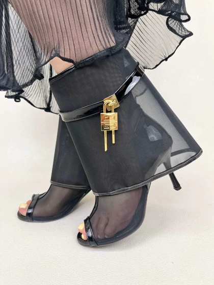 کفش پاشنه‌دار زنانه صندل جلو باز توری 10 سانتی ژیوانشی GIVENCHY کد 1620