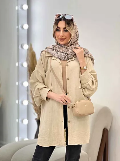 مانتو طرح چروک دو جیب