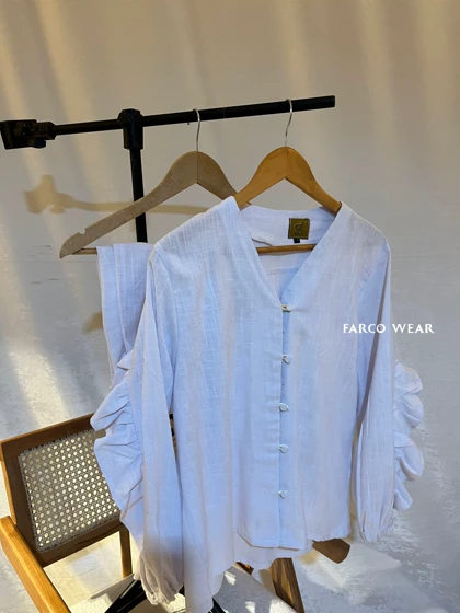 ست شومیز و شلوار لینن زنانه- استایل خنک و راحت کد 078