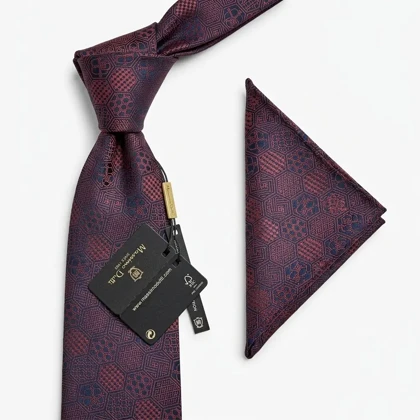 کراوات و پوشت دستدوز طرح هانی کامب برند Massimo Dutti