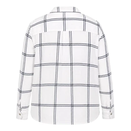 شومیز نخی سفید چهارخانه وارداتی برند H&M اورجینال سایز 36 تا 38 کد 3364