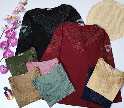 شومیز گیپوردار مدل گلسا کد 50273