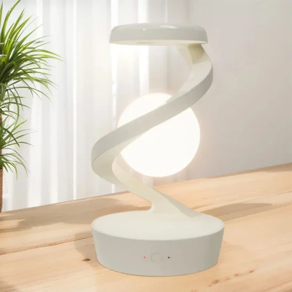 چراغ خواب شارژی طرح کره چرخشی و شارژر وایرلس Light Ball Lamp