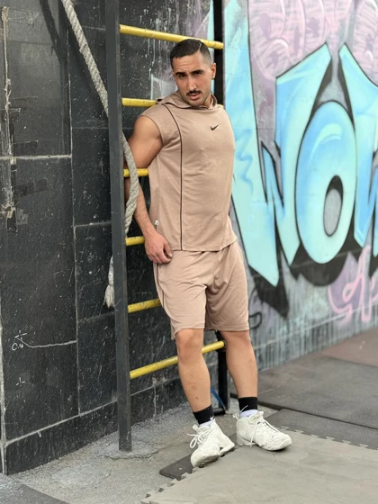 ست هودی و شلوارک وست نایک کرم nike