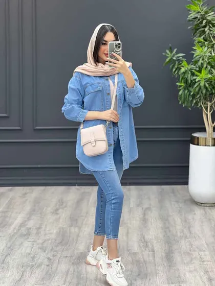 مانتو جین کاغذی دوجیب پاکتی