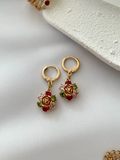 گوشواره نگین رنگی ژوپینگ