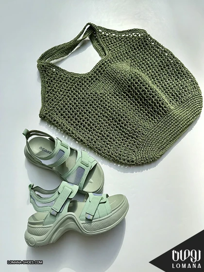 ست کیف وارداتی رافیا سبز و صندل ژیکان لومانا