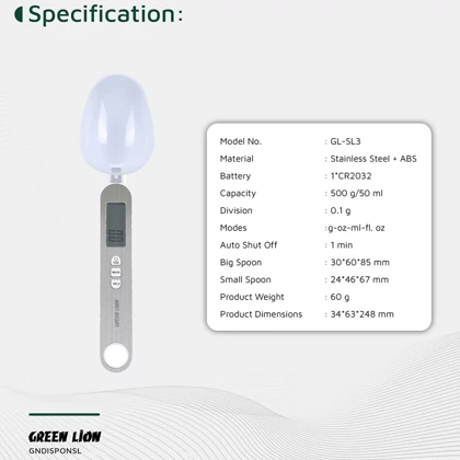ترازو قاشقی گرین لاین GREEN LION اصل مدل GL-SL3 دیجیتال