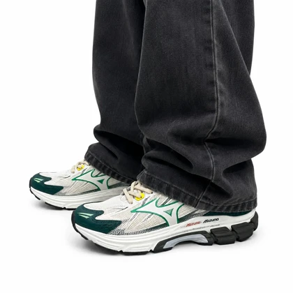 کفش کتانی مردانه و بزرگ پا (کیفیتاورجینال) مدل میزانو کرم سبز Mizuno