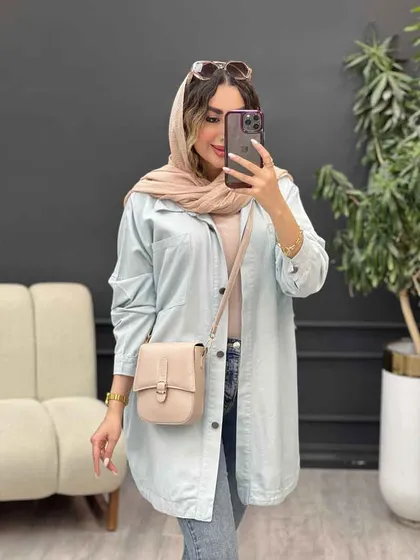 مانتو کتان دو جیب پرناز