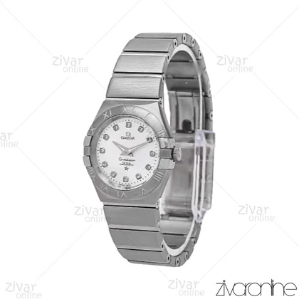 ساعت امگا کانسلیشن زنانه تمام نقره ای نگین‌دار 106721