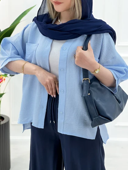 شومیز مانتویی پشت بلند زنانه روشا