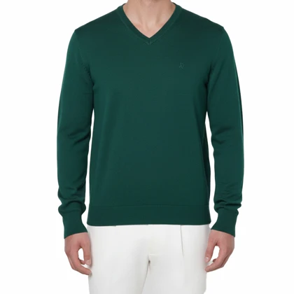 پلیور بافت یقه هفت سبز مردانه