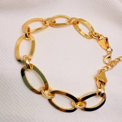 دستبند برند شین مدل «بیضی آینه‌ای» | با آبکاری طلای 24 عیار