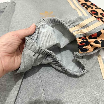 بلوز شلوار دخترانه طوسی طرح پلنگی تنیجری