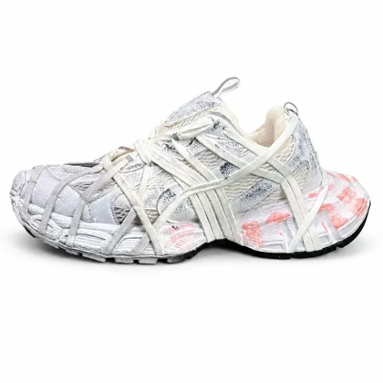 کفش کتانی مردانه مدل بالنسیاگا اسپایدر کاستوم سفید طوسی BALENCIAGA SPIDER
