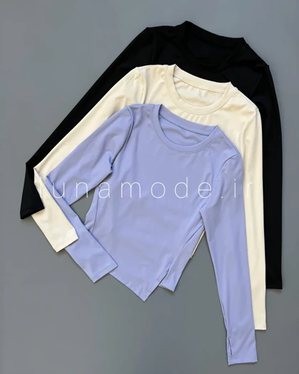 تیشرت آستین بلند بغل برش‌دار زنانه