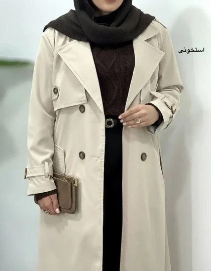 بارانی بلند آستردار آذین