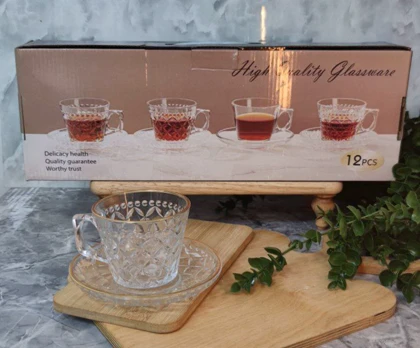 ست فنجان و نعلبکی چای خوری لبه طلایی