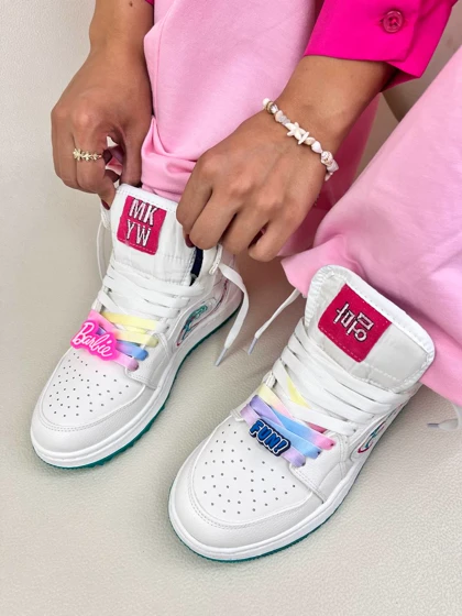 کتانی ونس زنانه ساق‌دار باربی ایر جردن وان air jordan 1 sample barbie کد 912