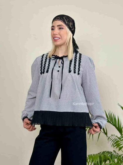 شومیز عروسکی جلوبسته پلیسه