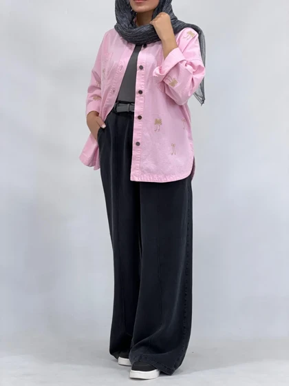 مانتو کتان کاغذی گلدوزی papion 1