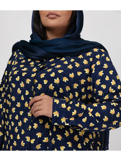 تونیک زنانه سایز بزرگ کرپ طرحدار آستین بلند 50103