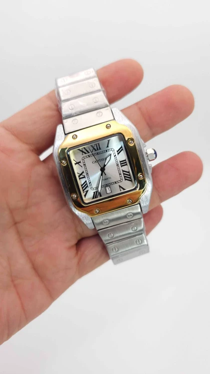 ساعت مچی مردانه کارتیر Cartier 4072 تاریخ دار با اعداد یونانی و موتور کوارتز