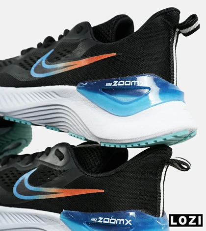 کفش کتانی مردانه و زنانه مشکی نارنجی آبی NIKE zoom X مدل 7150