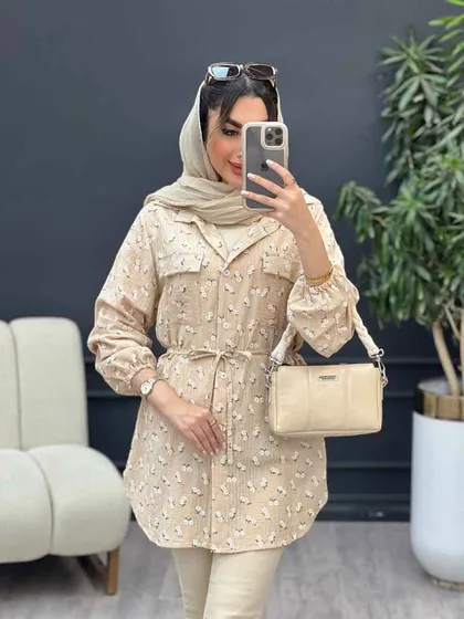 شومیز دو جیب گلی