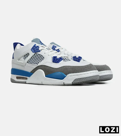 کفش کتانی ساق‌دار مردانه و زنانه سفید آبی NIKE jordan 4 مدل 7717