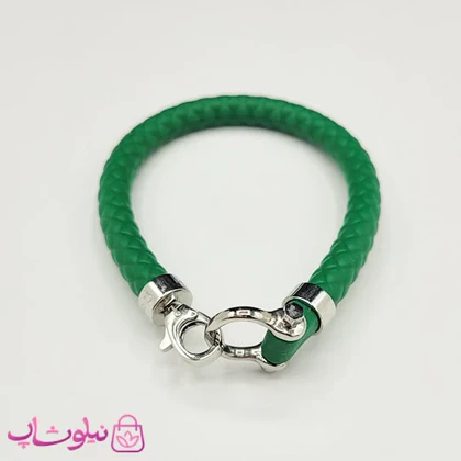 دستبند امگا رابر سبز با قفل نقره ای مردانه زنانه کیفیت مستر کد 1400