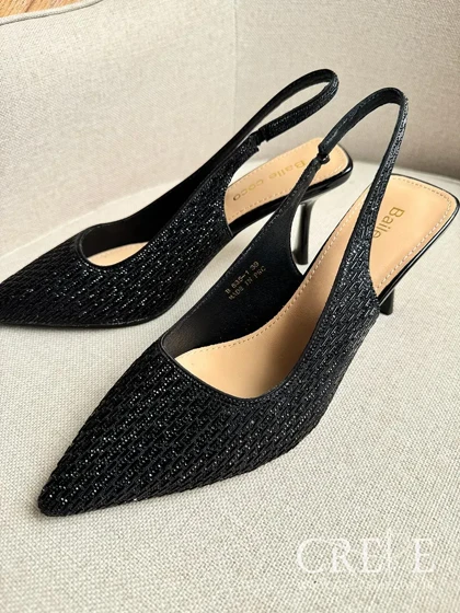 کفش نگین‌دار بغل کش پاشنه 7 سانت