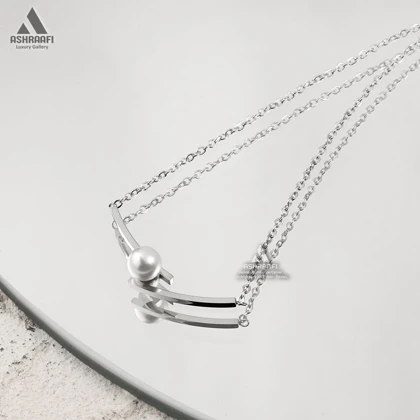 گردنبند نقره‌ای مروارید Pearl Necklace S