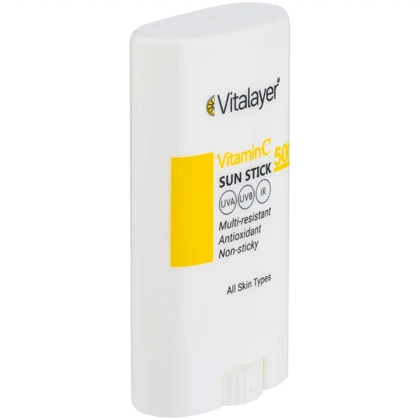ضد آفتاب استیکی ویتالیر حاوی ویتامین سی با SPF50 بی رنگ مناسب انواع پوست 15 گرم